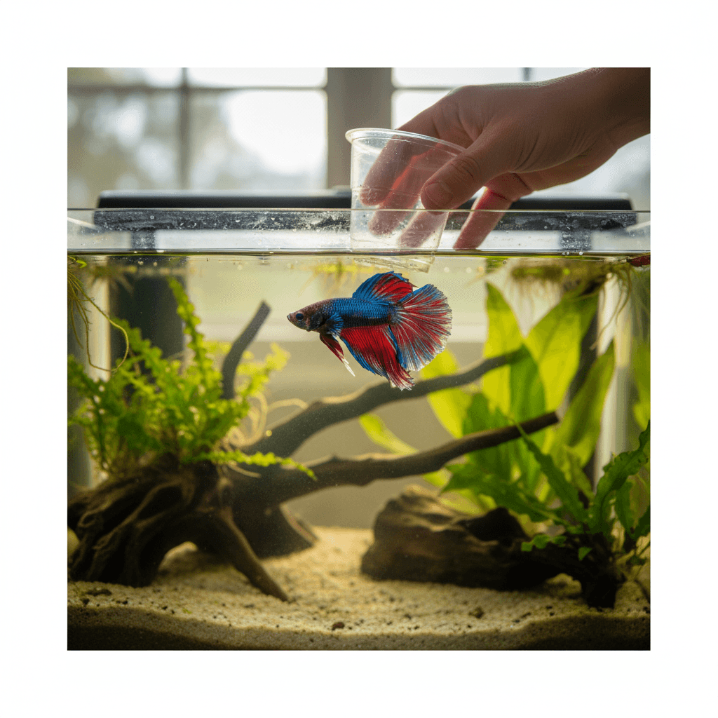 Clear freshwater aquarium with green plants